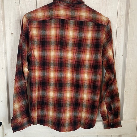 Tailor Vintage Mens Maple Lodge Plaid Performance Stretch Flannel Shirt Orange S - Picture 5 of 10